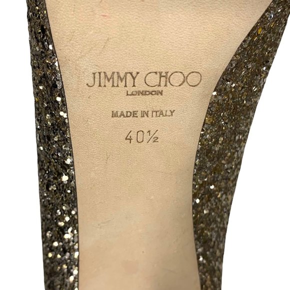 Jimmy Choo Luna Glitter Heel Peep-Toe Pumps size 40.5 - Picture 3 of 10